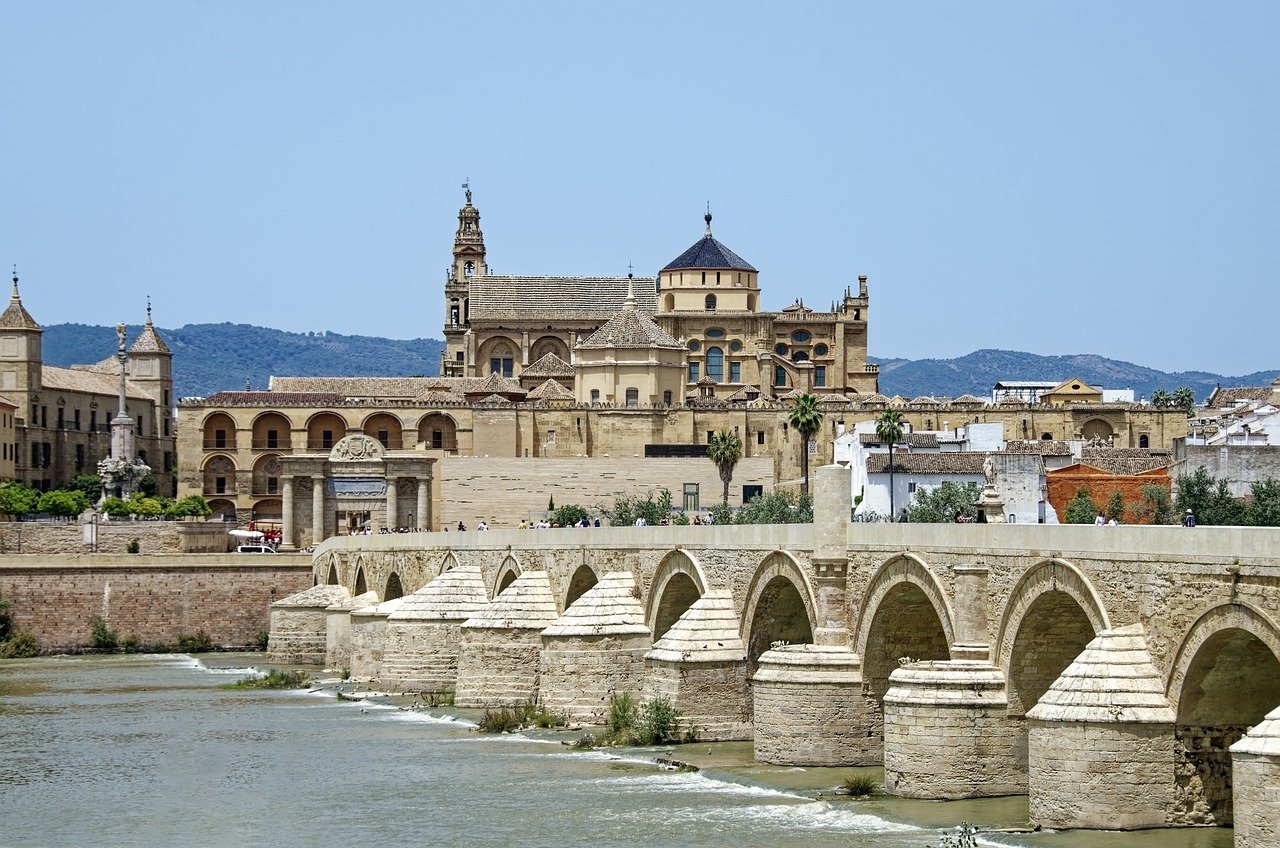 The Roman Bridge spanning the Guadalquivir River in Cordoba